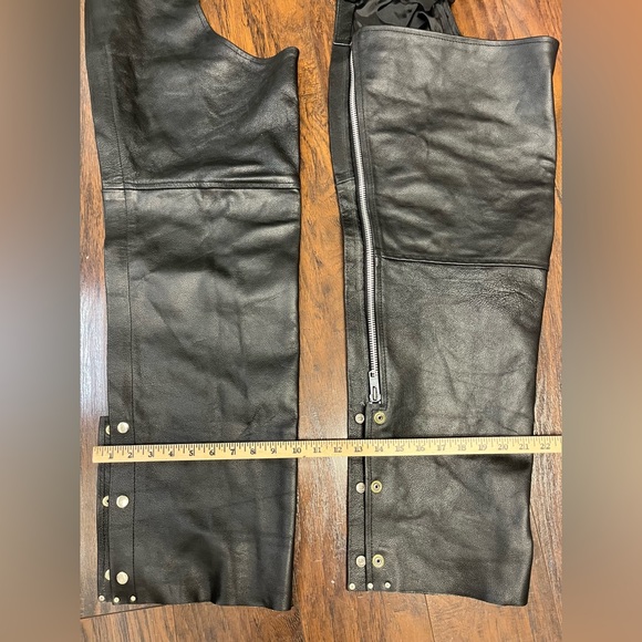 Leather Works Motorcycle Black Mens XXXL Genuine Leather Riding Biker Chaps - Picture 4 of 8